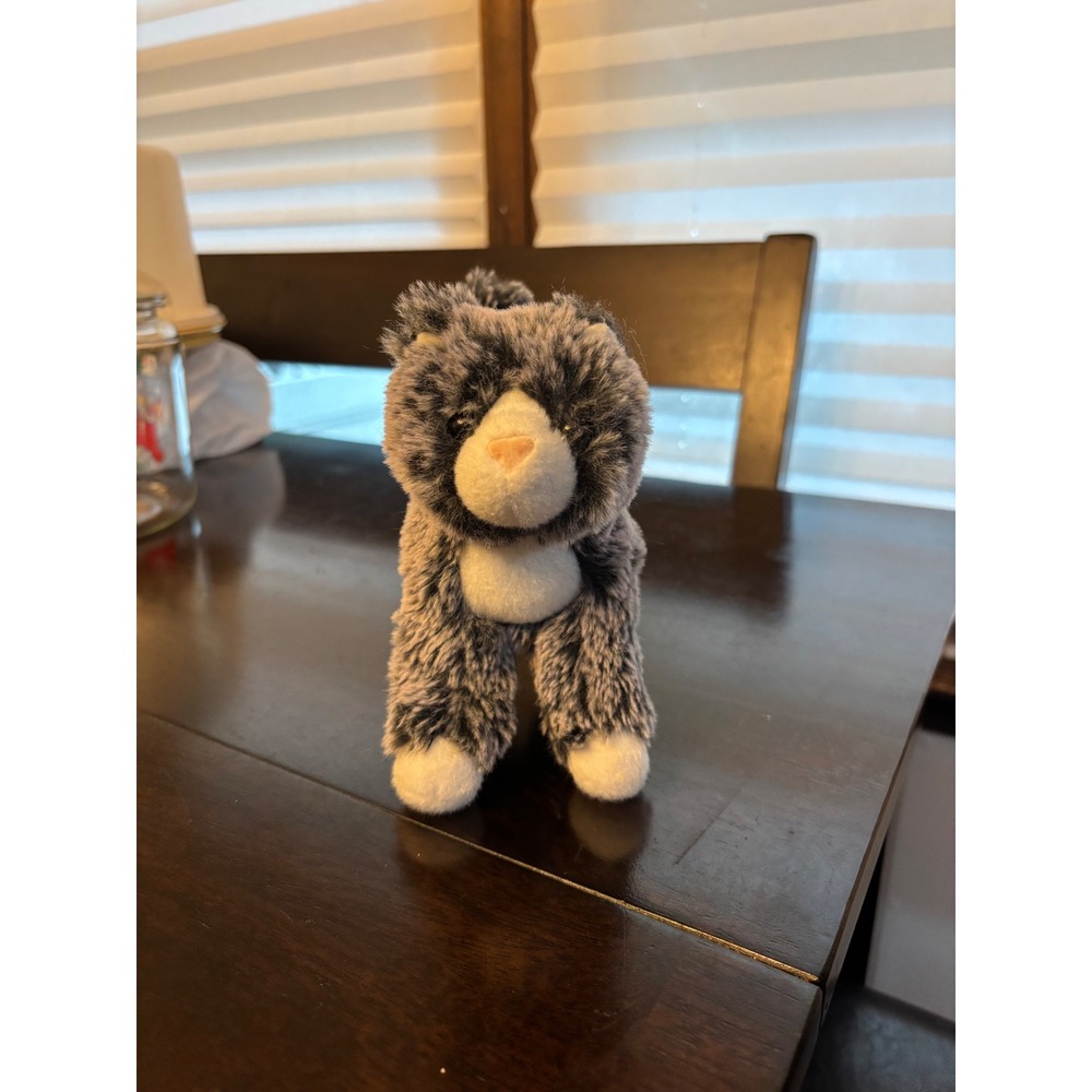 Douglas Cuddle Toys Grey White Mottled Cat Plush Standing Stuffed Animal 7 inch